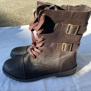 brand new brown combat boots